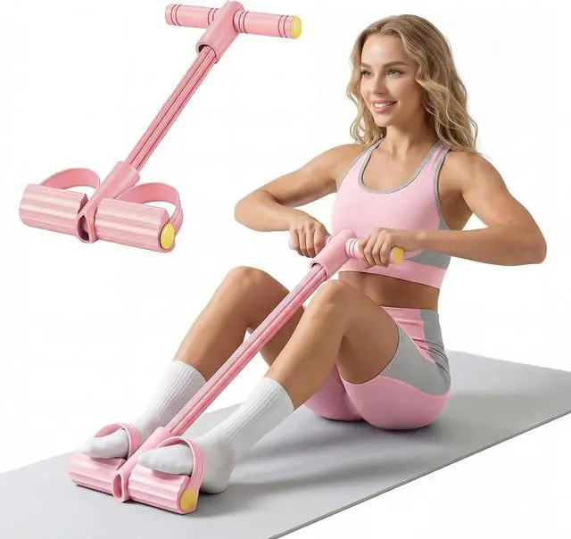 Main image of 2026 Upgraded 8-Tube Multifunction Pedal Resistance Bands with Handles - Ultra-Strong Tension for Yoga, Full-Body Workout - Ideal for Home, Office & Travel Fitness (Pink)