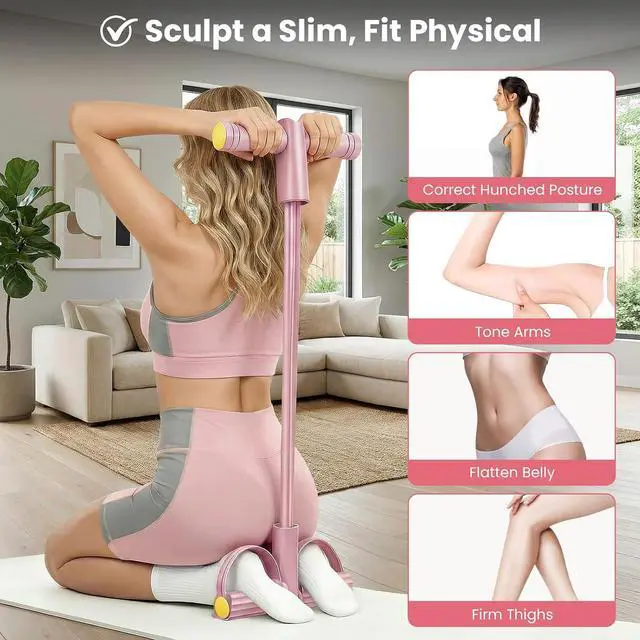 Alt view image 2 of 6 - 2026 Upgraded 8-Tube Multifunction Pedal Resistance Bands with Handles - Ultra-Strong Tension for Yoga, Full-Body Workout - Ideal for Home, Office & Travel Fitness (Pink)
