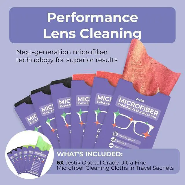 Alt view image 5 of 7 - Jestik Microfiber Lens Cleaning Cloth - Eyeglass Lens Cleaner | Glasses Cleaning Cloths | Japanese Wipes for Eyeglasses, Camera, Headset, Screens & More | Pack of 6 (Black & Olive Green)