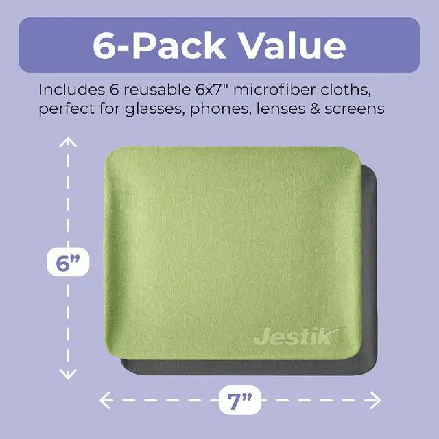 Alt view image 4 of 7 - Jestik Microfiber Lens Cleaning Cloth - Eyeglass Lens Cleaner | Glasses Cleaning Cloths | Japanese Wipes for Eyeglasses, Camera, Headset, Screens & More | Pack of 6 (Black & Olive Green)