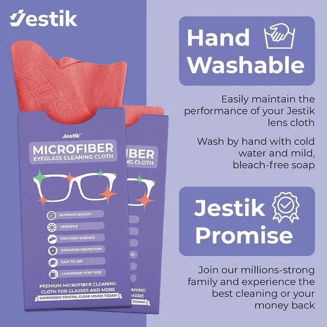 Alt view image 7 of 7 - Jestik Microfiber Lens Cleaning Cloth - Eyeglass Lens Cleaner | Glasses Cleaning Cloths | Japanese Wipes for Eyeglasses, Camera, Headset, Screens & More | Pack of 6 (Black & Olive Green)