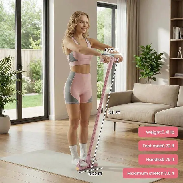 Alt view image 6 of 6 - 2026 Upgraded 8-Tube Multifunction Pedal Resistance Bands with Handles - Ultra-Strong Tension for Yoga, Full-Body Workout - Ideal for Home, Office & Travel Fitness (Pink)