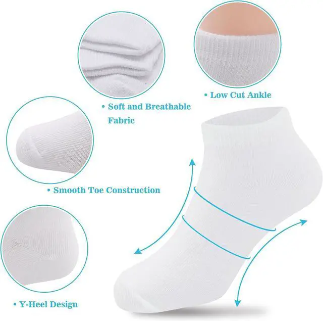 Alt view image 5 of 6 - Duufin 12 Pairs Kids Socks Boys Girls Unisex Low Cut Ankle Socks for Kids