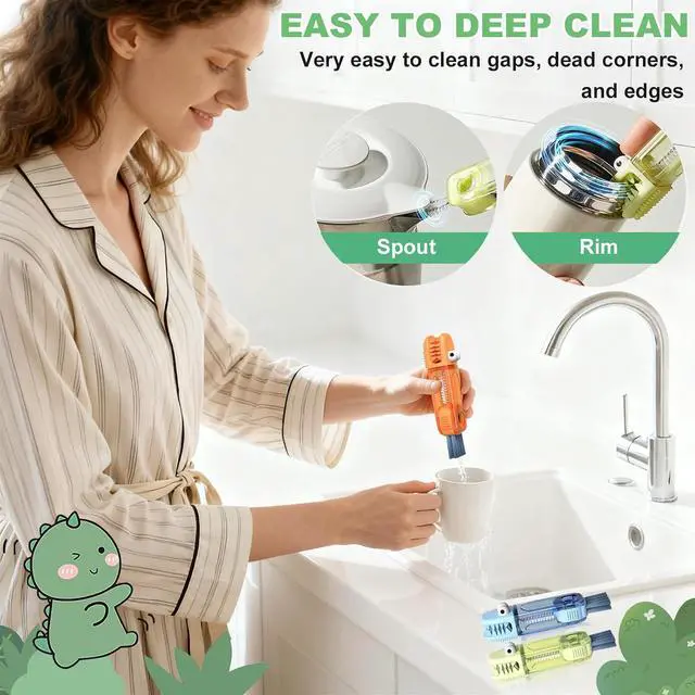 Alt view image 2 of 6 - 3 in 1 Cup Lid Gap Cleaning Brush, Portable Water Bottle Brush, Multifunctional Bottle Cleaner Brush Set for Tight Spaces, Bottle Gaps, Straws, Tumblers, Travel Mug Caps(3 PCS)