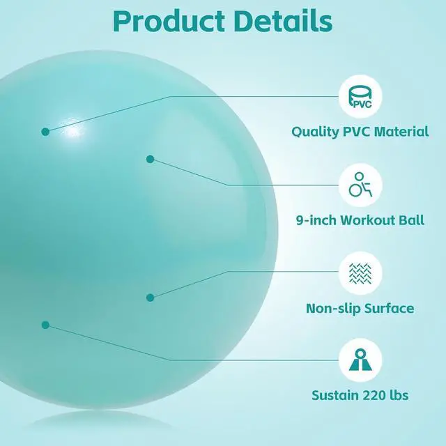 Alt view image 2 of 7 - Small Pilates Ball 9 Inch Small Exercise Ball Mini Workout Yoga Balls for Gym Yoga, Core Training, Fitness, Workout, Stability, Improves Balance
