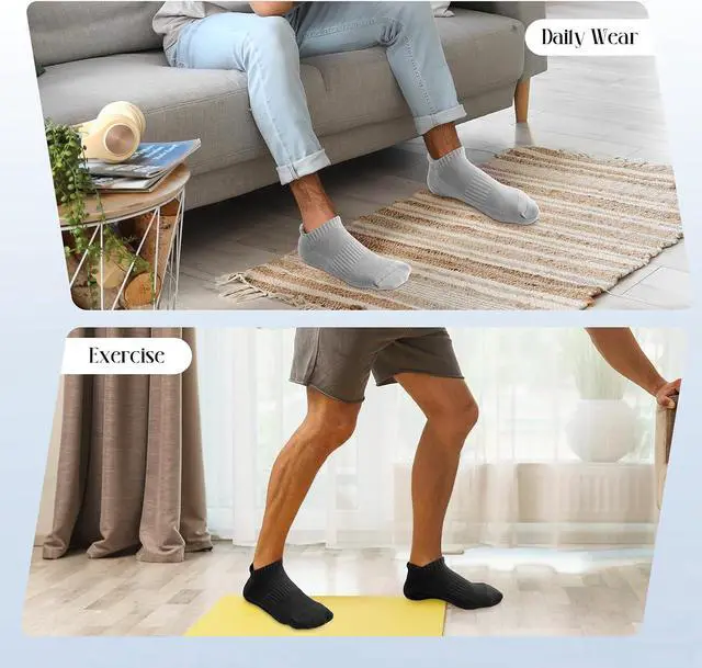 Alt view image 6 of 7 - Soft Cotton Blend, Terry Cushion, Non Slip Grip, for Mens Yoga, Martial Arts, Lounging at Home, Size 6-9