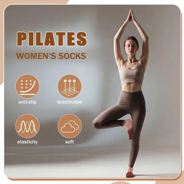 Alt view image 5 of 7 - Ombre Pilates Grip Socks for Women Non Slip Yoga Socks 4 Pairs | Cotton Blend Socks with Ombre Color Design, Cushioned Grip Bottom for Studio Workouts, Barre, Dance and Home Wear