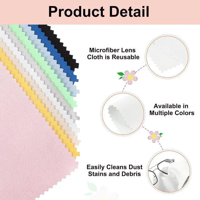 Alt view image 3 of 7 - uxcell 6 Pcs Microfiber Cleaning Cloth for Glasses, 8 x 8 Inch Eyeglass Cleaning Cloth, Glasses Cleaner Wipes for Electronics Lenses Screens Cameras Cell Phones, Light White