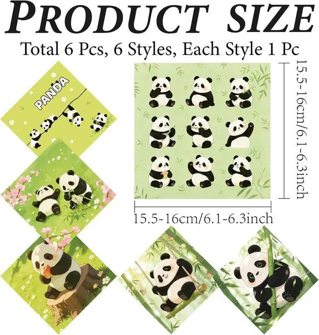 Alt view image 2 of 6 - CREATCABIN 6Pcs Glasses Cleaning Cloth Microfiber Cleaning Cloths Suede Fiber Glasses Cleaner Wipes Soft Washable Microfiber Reusable for Eyeglasses Camera Lens Laptops Screens Phone 6 x 6 Inch Panda