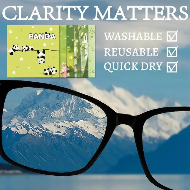 Alt view image 4 of 6 - CREATCABIN 6Pcs Glasses Cleaning Cloth Microfiber Cleaning Cloths Suede Fiber Glasses Cleaner Wipes Soft Washable Microfiber Reusable for Eyeglasses Camera Lens Laptops Screens Phone 6 x 6 Inch Panda