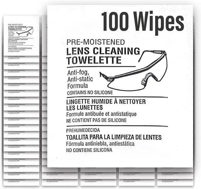 Main image of Lens Cleaning Towelettes | Pre-moistened | No Silicone | Defogging Cleaning Wipes for Glasses, Laptops & Computer Screens, Smart Phones, Optical Lens, Goggles, Watch Screen and More l 100 Count