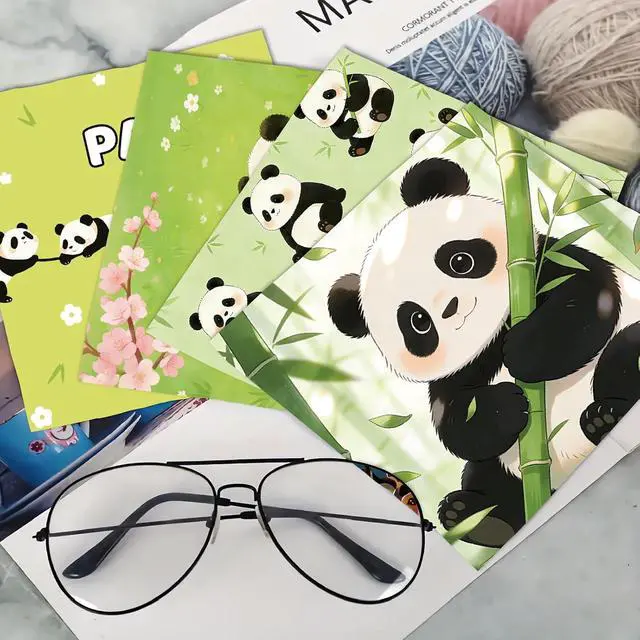Alt view image 6 of 6 - CREATCABIN 6Pcs Glasses Cleaning Cloth Microfiber Cleaning Cloths Suede Fiber Glasses Cleaner Wipes Soft Washable Microfiber Reusable for Eyeglasses Camera Lens Laptops Screens Phone 6 x 6 Inch Panda