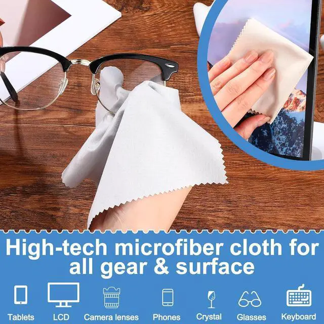 Alt view image 4 of 7 - Frienda 50 Pcs Microfiber Cleaning Cloth for Glasses 6x7 Inch Lens Eyeglasses Cleaning Cloth Sunglasses Electronics Glasses Optical Cleaner Wipes Bulk for Camera Lens Eyeglass Screen(Light Color)