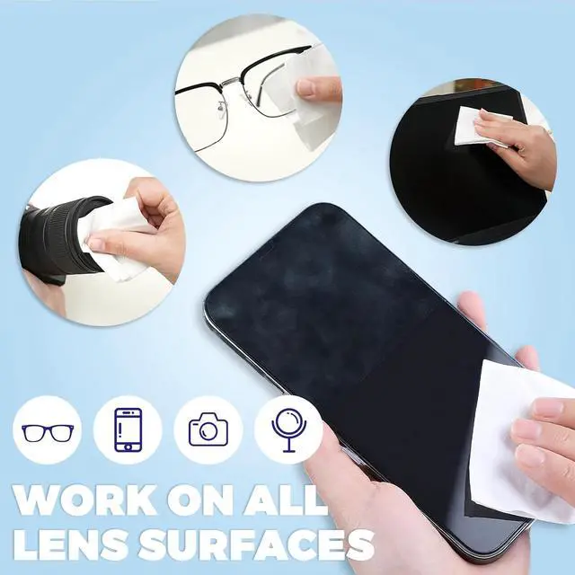 Alt view image 3 of 7 - 300 PCS Lens Cleaning Wipes for Glasses Cleaner Wipes for Phones, iPads, Eyeglasses, Sunglasses, Tablets, Laptops, Computers, Mirrors, Lens Wipes Individually Wrapped, 8 * 12cm