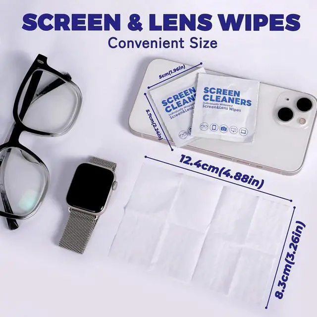 Alt view image 4 of 7 - 300 PCS Lens Cleaning Wipes for Glasses Cleaner Wipes for Phones, iPads, Eyeglasses, Sunglasses, Tablets, Laptops, Computers, Mirrors, Lens Wipes Individually Wrapped, 8 * 12cm