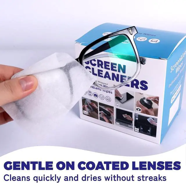 Alt view image 2 of 7 - 300 PCS Lens Cleaning Wipes for Glasses Cleaner Wipes for Phones, iPads, Eyeglasses, Sunglasses, Tablets, Laptops, Computers, Mirrors, Lens Wipes Individually Wrapped, 8 * 12cm