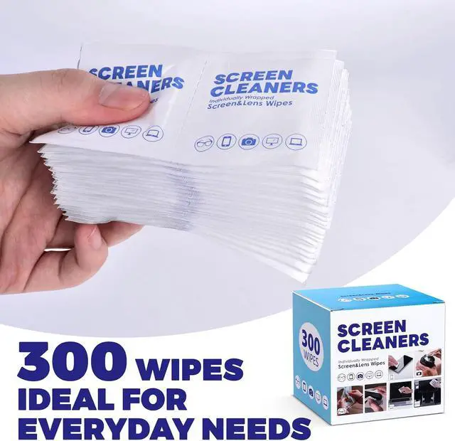 Alt view image 5 of 7 - 300 PCS Lens Cleaning Wipes for Glasses Cleaner Wipes for Phones, iPads, Eyeglasses, Sunglasses, Tablets, Laptops, Computers, Mirrors, Lens Wipes Individually Wrapped, 8 * 12cm