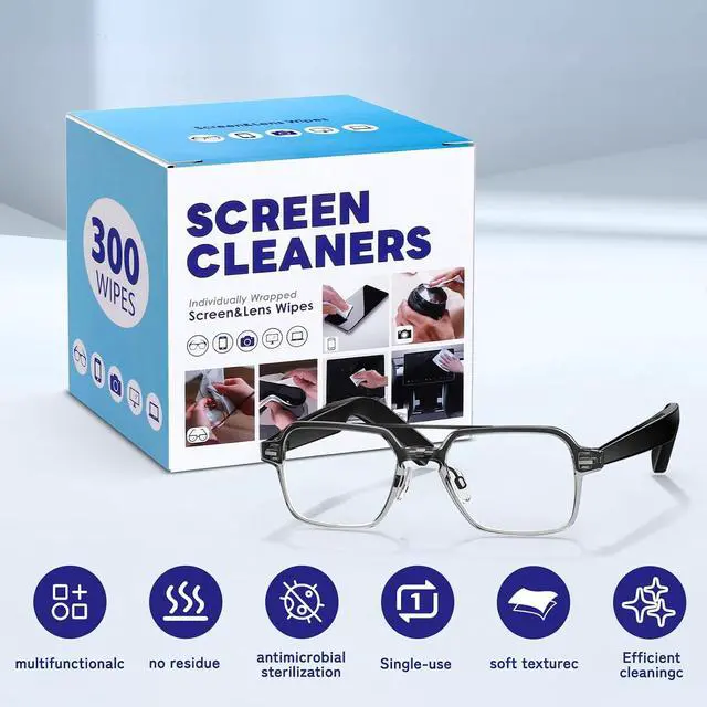 Alt view image 7 of 7 - 300 PCS Lens Cleaning Wipes for Glasses Cleaner Wipes for Phones, iPads, Eyeglasses, Sunglasses, Tablets, Laptops, Computers, Mirrors, Lens Wipes Individually Wrapped, 8 * 12cm