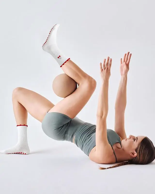 Alt view image 2 of 7 - 3 Pairs Pilates Socks with Grips for Women Non Slip Grip Ruffle Yoga Ankle Grippy Socks