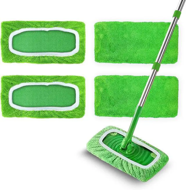 Main image of 4 Pack Reusable Microfiber Mop Pads Compatible with Swiffer Sweeper, Washable Wet Mopping Cloths and Dry Sweeping Cloths, Wet Pad Refills for Hardwood Floor Cleaning(Mop is Not Included)