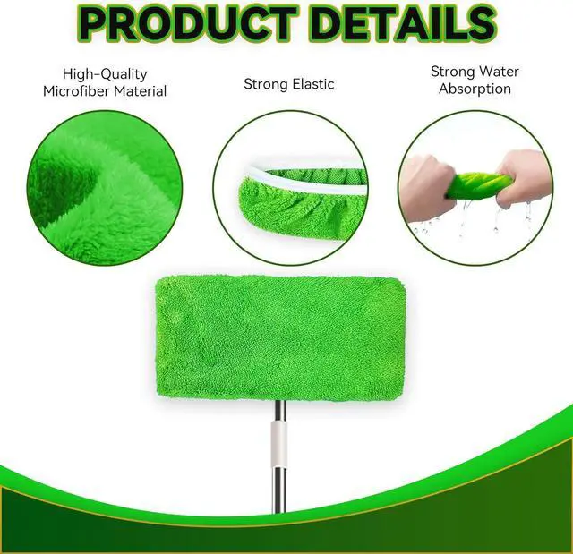 Alt view image 3 of 6 - 4 Pack Reusable Microfiber Mop Pads Compatible with Swiffer Sweeper, Washable Wet Mopping Cloths and Dry Sweeping Cloths, Wet Pad Refills for Hardwood Floor Cleaning(Mop is Not Included)
