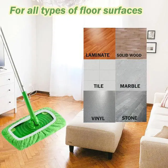 Alt view image 6 of 6 - 4 Pack Reusable Microfiber Mop Pads Compatible with Swiffer Sweeper, Washable Wet Mopping Cloths and Dry Sweeping Cloths, Wet Pad Refills for Hardwood Floor Cleaning(Mop is Not Included)