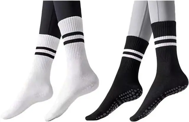 Main image of 2 Pairs Non Slip Pilates Socks with Grips for Women, Yoga Grip Socks for Yoga, Barre, Dance, Ballet, Fitness