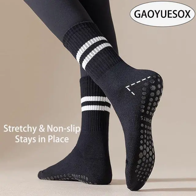 Alt view image 4 of 5 - 2 Pairs Non Slip Pilates Socks with Grips for Women, Yoga Grip Socks for Yoga, Barre, Dance, Ballet, Fitness