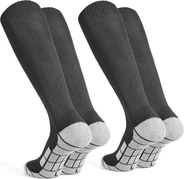 Main image of GRPSKCOS Black White Soccer Socks 2 Pairs Team Sports Athletic Football Baseball Long Socks for Youth Boys Kids Men Women