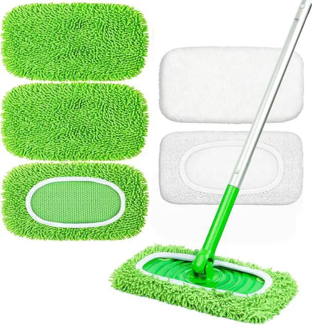Main image of 5PCS Reusable Microfibre Mop Pads. Replacement Mopping pad, Wet and Dry Flat mop Cover for Household Cleaning, Cloths and Chenille