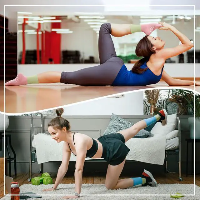 Alt view image 2 of 7 - Pilates Socks with Grips for Women | Gradient Pilates Socks, Heart Grips Crew Grippy Barre Sock, Workout Ballet Home Hospital Athletic Gifts