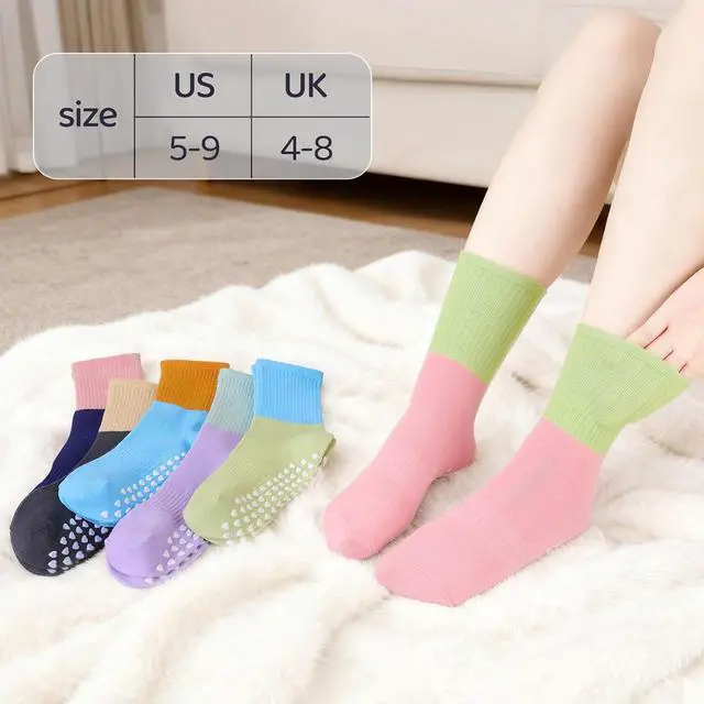 Alt view image 7 of 7 - Pilates Socks with Grips for Women | Gradient Pilates Socks, Heart Grips Crew Grippy Barre Sock, Workout Ballet Home Hospital Athletic Gifts