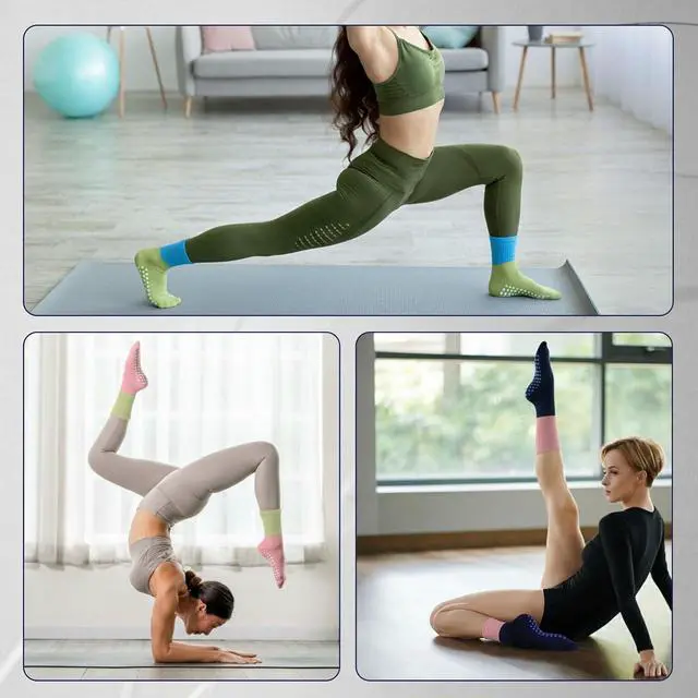 Alt view image 6 of 7 - Pilates Socks with Grips for Women | Gradient Pilates Socks, Heart Grips Crew Grippy Barre Sock, Workout Ballet Home Hospital Athletic Gifts