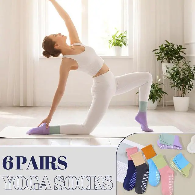 Alt view image 5 of 7 - Pilates Socks with Grips for Women | Gradient Pilates Socks, Heart Grips Crew Grippy Barre Sock, Workout Ballet Home Hospital Athletic Gifts