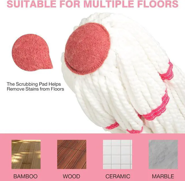Alt view image 5 of 6 - Replacement Mop Head,Suitable for XXFLOWER Self-Wringing Twist Mop | Replacement Self-Wringing Mop,Hand Washable for Floor, Kitchen, Bedroom, Indoor and Outdoor Cleaning (Not Include Handle)