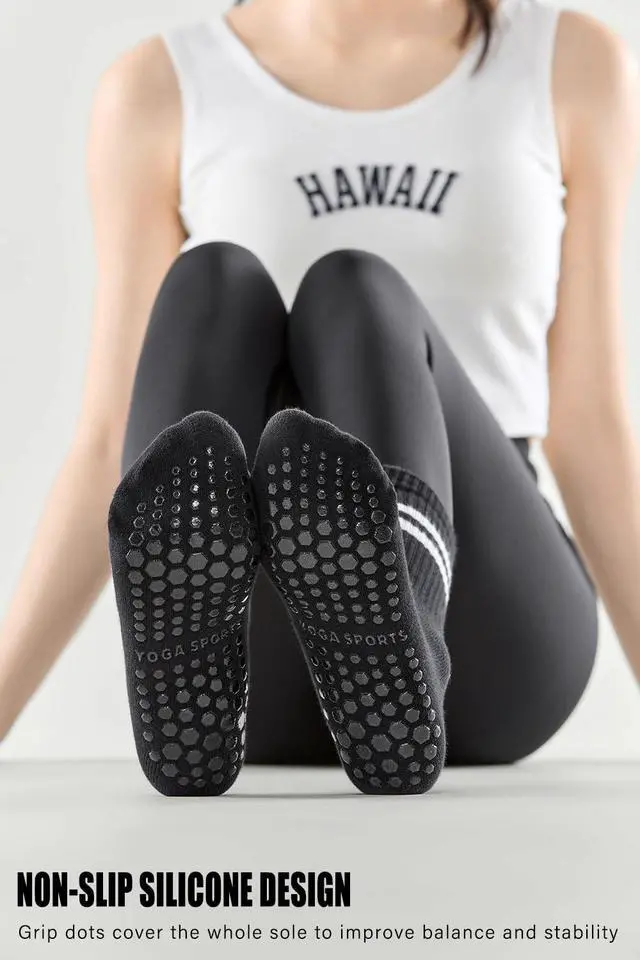 Alt view image 3 of 7 - Non Slip Yoga Grip Pilates Socks for Women and Men Anti Slipper Grippy Socks for Ballet, Hospital, Dance