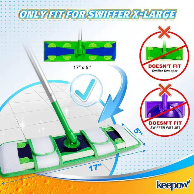 Alt view image 2 of 7 - KEEPOW XL Mop Pads Dry Sweeping Cloths Compatible with Swiffer XL Mops | Dry Refills Compatible with Swiffer XL Mop, Reusable Microfiber Mop Pads for Hardwood Floor, 2 Pack