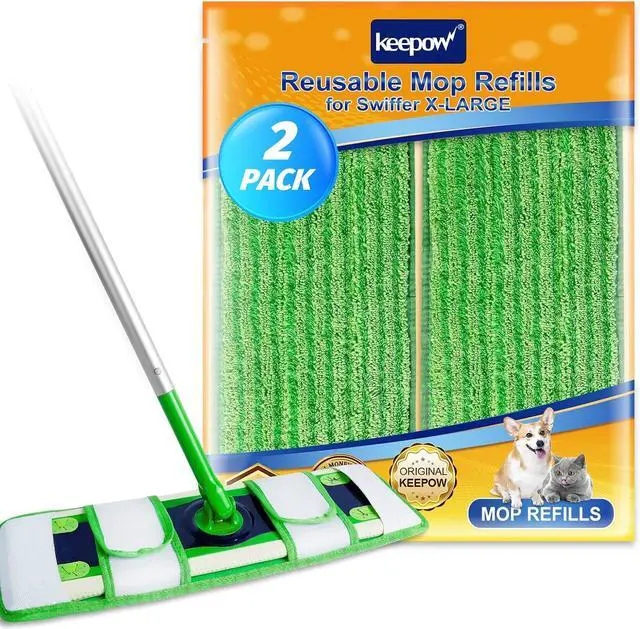Main image of KEEPOW XL Mop Pads Dry Sweeping Cloths Compatible with Swiffer XL Mops | Dry Refills Compatible with Swiffer XL Mop, Reusable Microfiber Mop Pads for Hardwood Floor, 2 Pack
