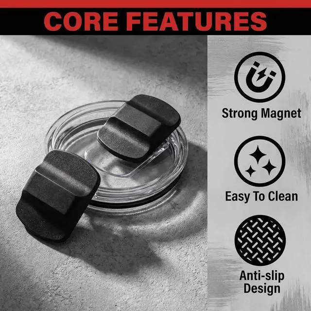 Alt view image 2 of 6 - 2 Pcs Magnetic Slider Replacement Block, Slider Lid Magnet for Yeti Lids 10 oz, 14oz, 16 oz, 20 oz, 26 oz, 30 oz (Black+Black)