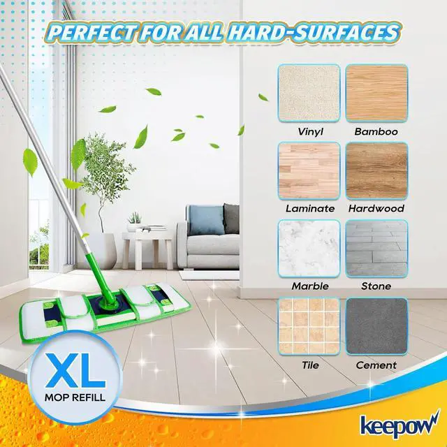 Alt view image 5 of 7 - KEEPOW XL Mop Pads Dry Sweeping Cloths Compatible with Swiffer XL Mops | Dry Refills Compatible with Swiffer XL Mop, Reusable Microfiber Mop Pads for Hardwood Floor, 2 Pack