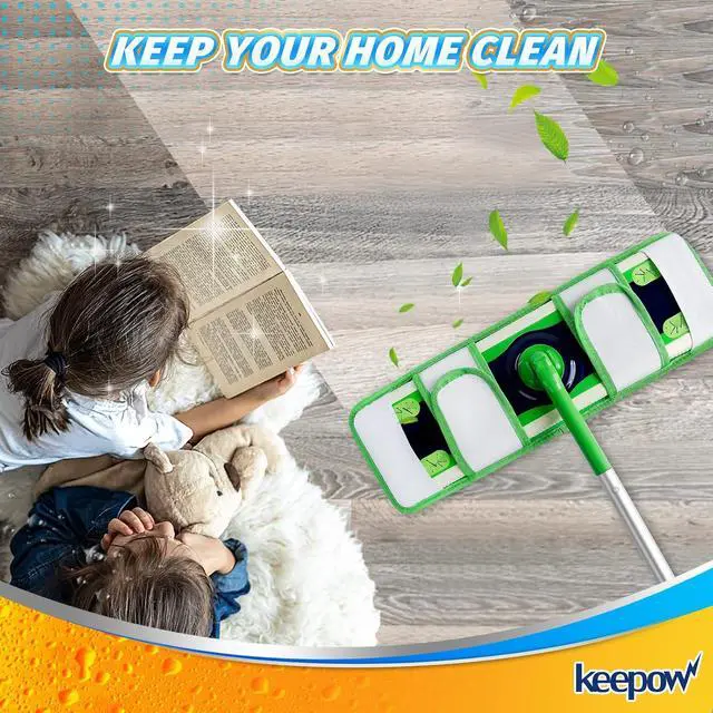 Alt view image 6 of 7 - KEEPOW XL Mop Pads Dry Sweeping Cloths Compatible with Swiffer XL Mops | Dry Refills Compatible with Swiffer XL Mop, Reusable Microfiber Mop Pads for Hardwood Floor, 2 Pack
