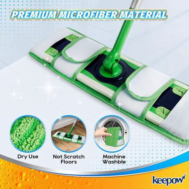 Alt view image 3 of 7 - KEEPOW XL Mop Pads Dry Sweeping Cloths Compatible with Swiffer XL Mops | Dry Refills Compatible with Swiffer XL Mop, Reusable Microfiber Mop Pads for Hardwood Floor, 2 Pack