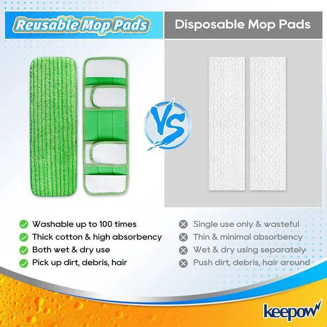 Alt view image 7 of 7 - KEEPOW XL Mop Pads Dry Sweeping Cloths Compatible with Swiffer XL Mops | Dry Refills Compatible with Swiffer XL Mop, Reusable Microfiber Mop Pads for Hardwood Floor, 2 Pack