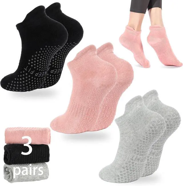 Main image of Pilates Socks with Grips for Women Non Slip Yoga Barre Sticky Grippy Socks | Combed Cotton, Silicone Grip Dots, Heel Tab, Arch Support, Breathable Mesh, Closed Toe, Moisture-Wicking, US 5.5-9