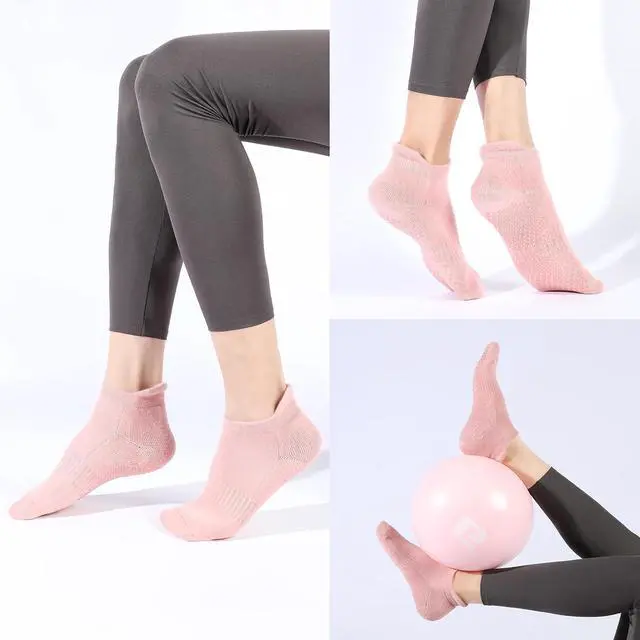 Alt view image 5 of 7 - Pilates Socks with Grips for Women Non Slip Yoga Barre Sticky Grippy Socks | Combed Cotton, Silicone Grip Dots, Heel Tab, Arch Support, Breathable Mesh, Closed Toe, Moisture-Wicking, US 5.5-9