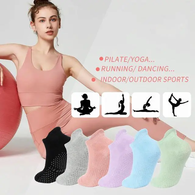 Alt view image 7 of 7 - Pilates Socks with Grips for Women Non Slip Yoga Barre Sticky Grippy Socks | Combed Cotton, Silicone Grip Dots, Heel Tab, Arch Support, Breathable Mesh, Closed Toe, Moisture-Wicking, US 5.5-9