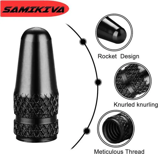 Alt view image 2 of 6 - SAMIKIVA (10 Pack Bike Presta Valve Stem Caps, Chrome Anodized Aluminum, Use On Presta French Valves, Dust caps for MTB Road Racing Bicycle, Rocket Style