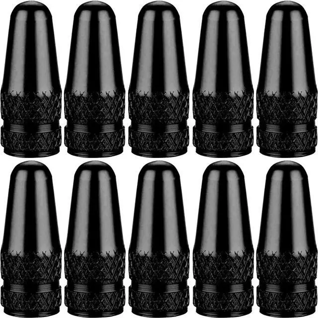 Main image of SAMIKIVA (10 Pack Bike Presta Valve Stem Caps, Chrome Anodized Aluminum, Use On Presta French Valves, Dust caps for MTB Road Racing Bicycle, Rocket Style