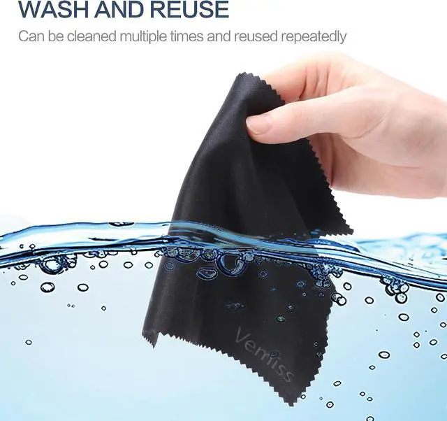 Alt view image 6 of 6 - Vemiss 6 Pack Microfiber Glasses Cleaning Cloth, Wipes Lens Eyeglasses & Screens - Reusable, Portable with Keychain & Pouch - Sunglasses, Jewelry, Phone Cleaner Cloth (Color 1)