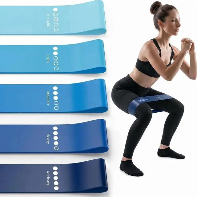 Main image of 5-Pack Workout Resistance Bands, Elastic Home Gym Equipment | Ideal for strength, stretching, Pilates & yoga. Suits physical therapy, leg/glute/arm training. Practical & multi-use